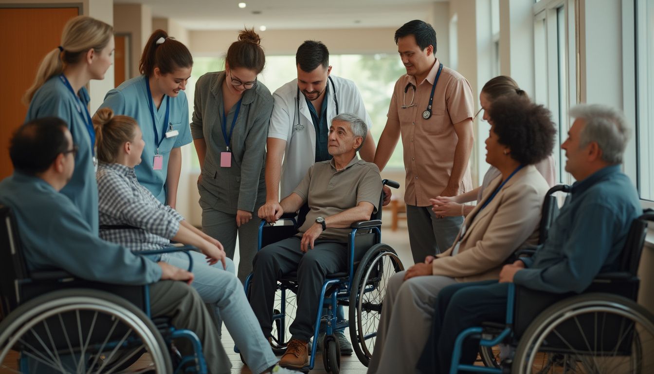 compétences pour travailler avec des personnes handicapées : poignée de mains entre un professionnel et une personne handicapée symbolisant la collaboration et le soutien