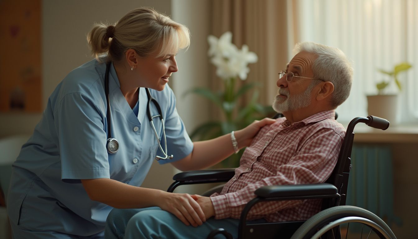 aide-soignant handicap : un aide-soignant aidant une personne en situation de handicap