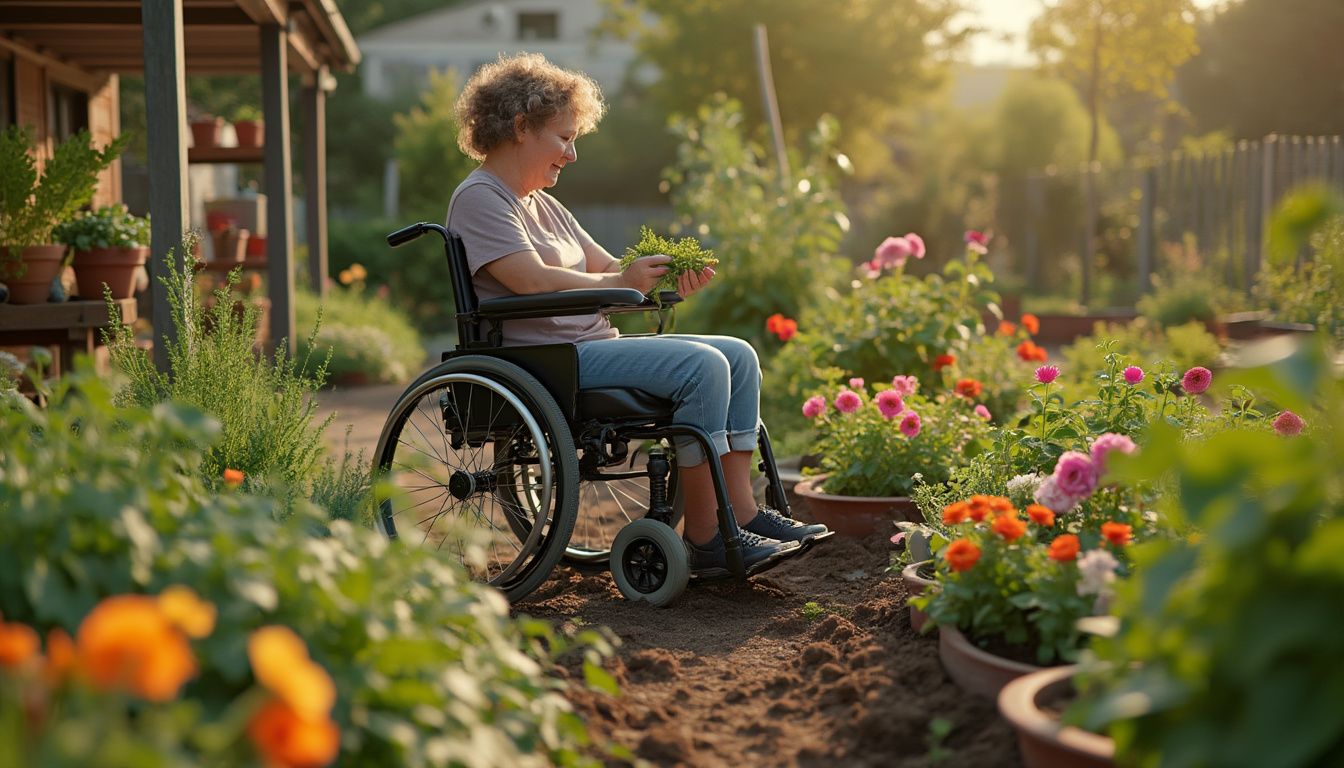 autonomie des personnes handicapées : personne en fauteuil roulant utilisant une rampe d'accès