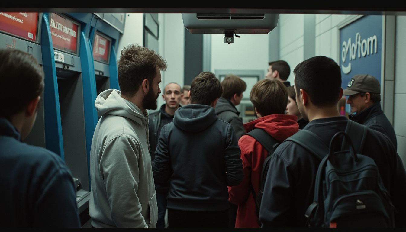 arnaque au distributeur de billets : distributeur de billets avec une mise en garde