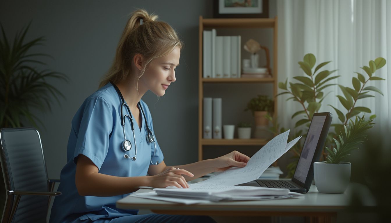 infirmière libérale : infirmière préparant son cabinet à domicile
