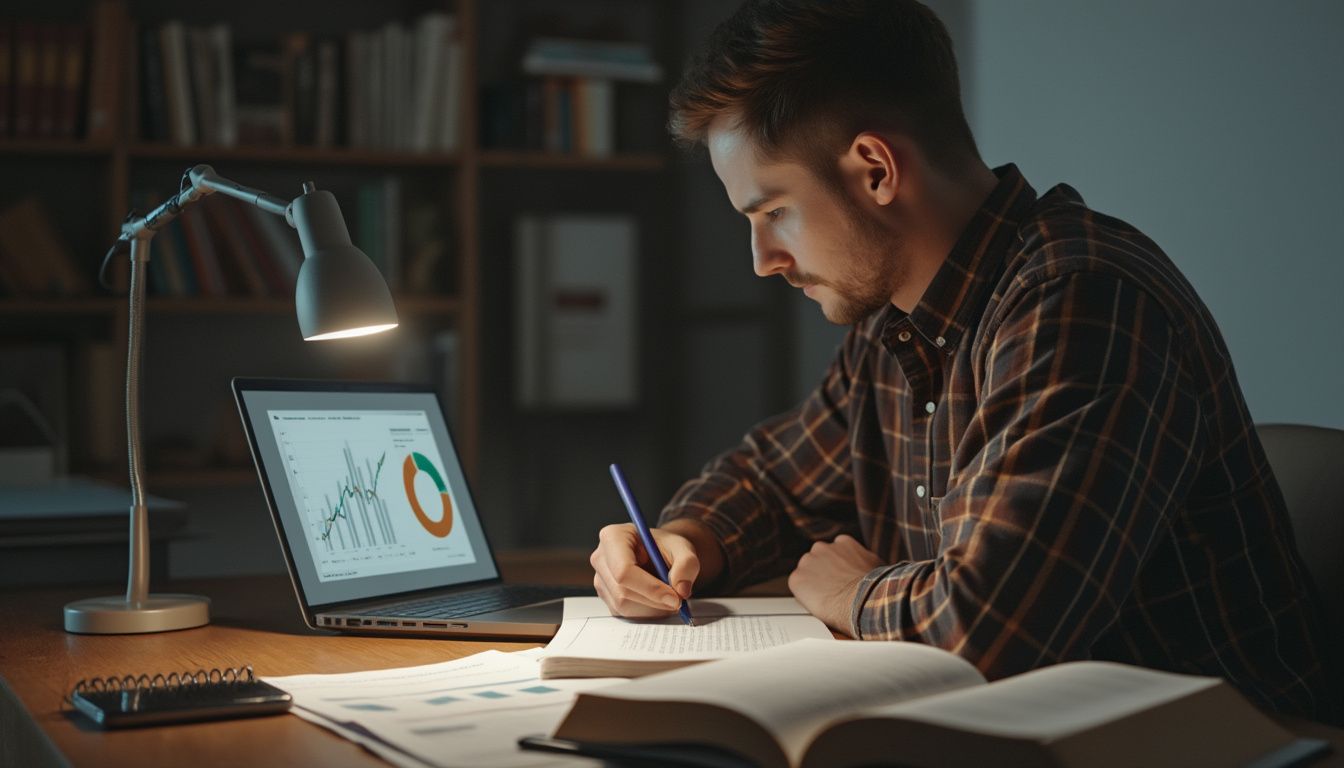 expert-comptable : illustration d'une personne travaillant sur des documents comptables