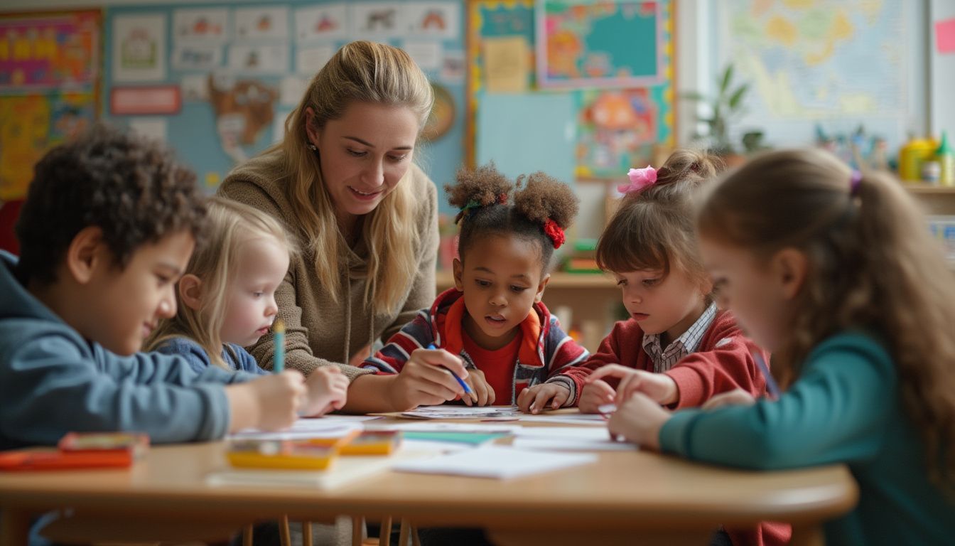 inclusion scolaire : enfants handicapés en classe avec un enseignant