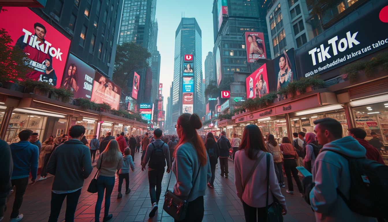 followers TikTok : illustration de croissance d'audience sur TikTok avec followers et icônes de réseaux sociaux