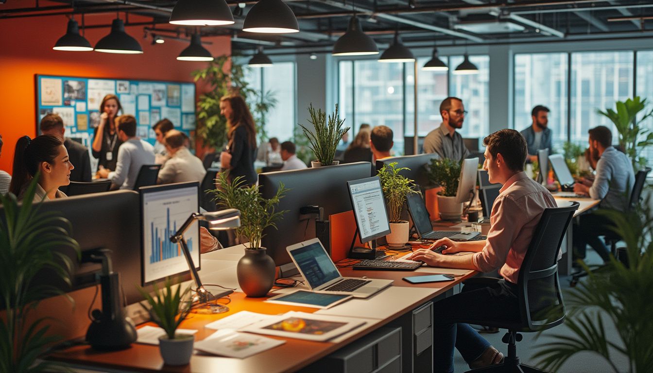 agences de communication à Toulouse : bureaux modernes et équipe en pleine collaboration