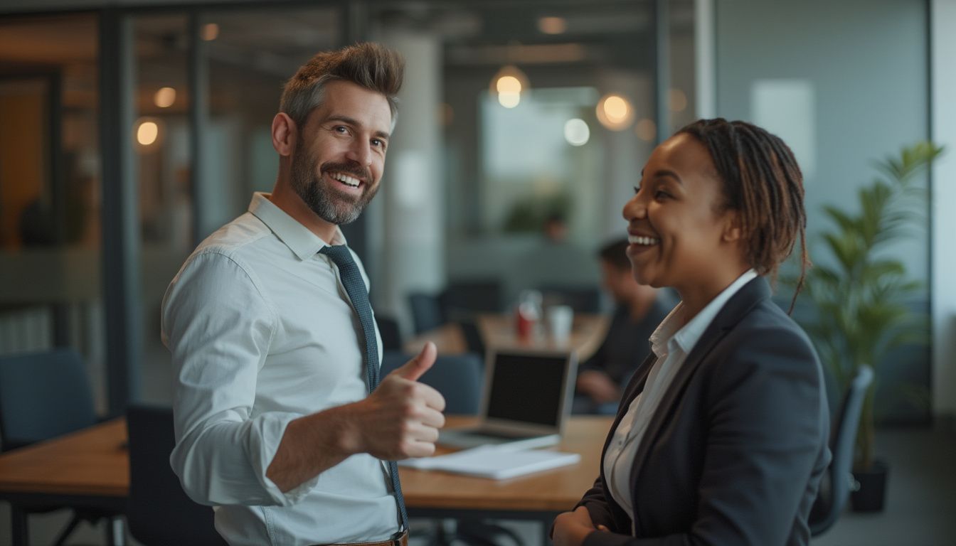 appréciation patron : interaction positive entre un employé et son patron au bureau