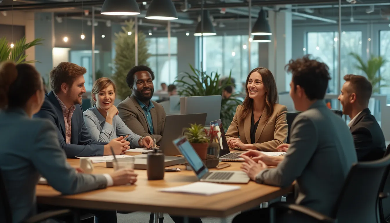 au sein de votre entreprise : concept illustrant les interactions et valeurs internes d'une entreprise