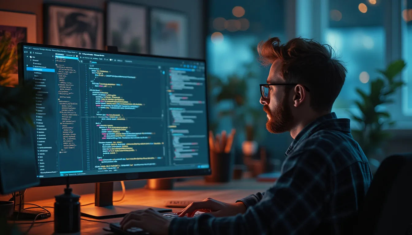 maintenance site web : illustration d'un écran d'ordinateur avec des icônes de sécurité et de mise à jour