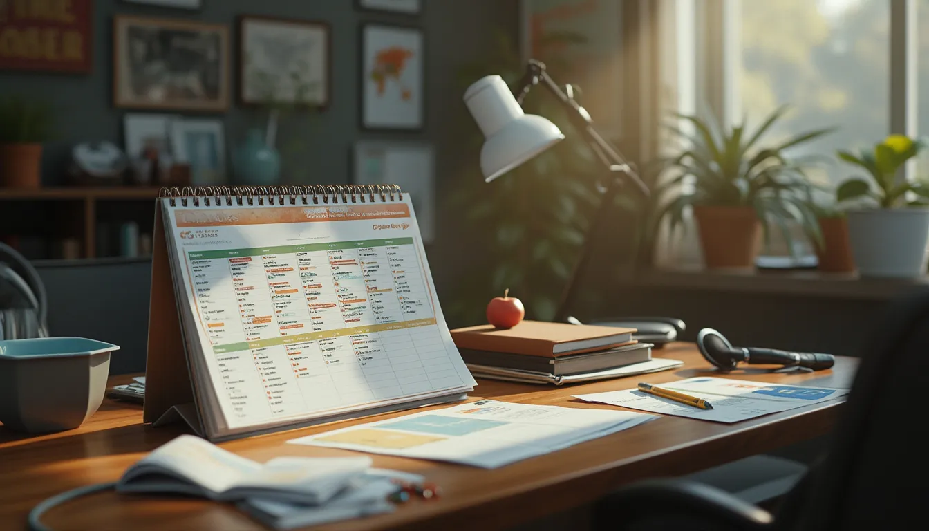 calendrier marketing : vue d'un calendrier avec des dates importantes et des icônes marketing