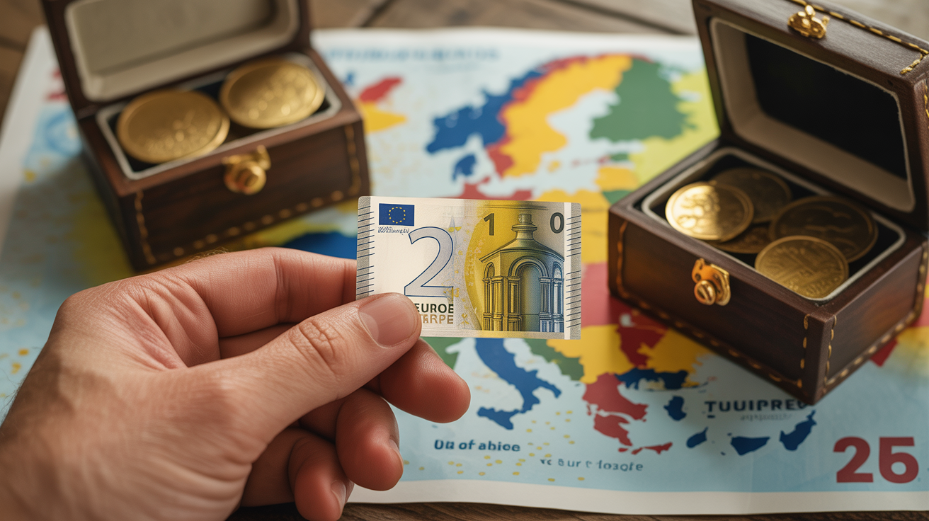 2 euros allemande rare main gantée carte Europe