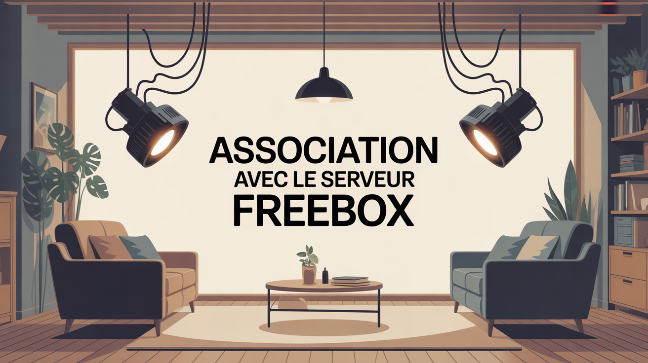 Salon moderne avec Freebox association serveur