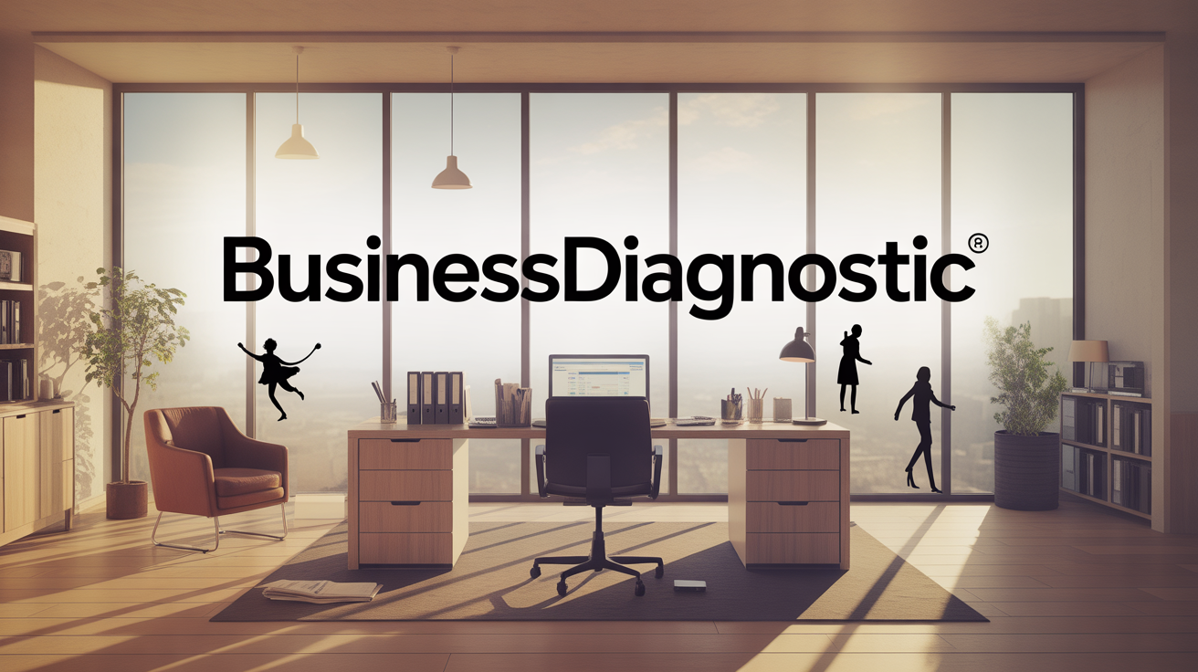 Business Diagnostic, illustration bureau contemporain, productivité