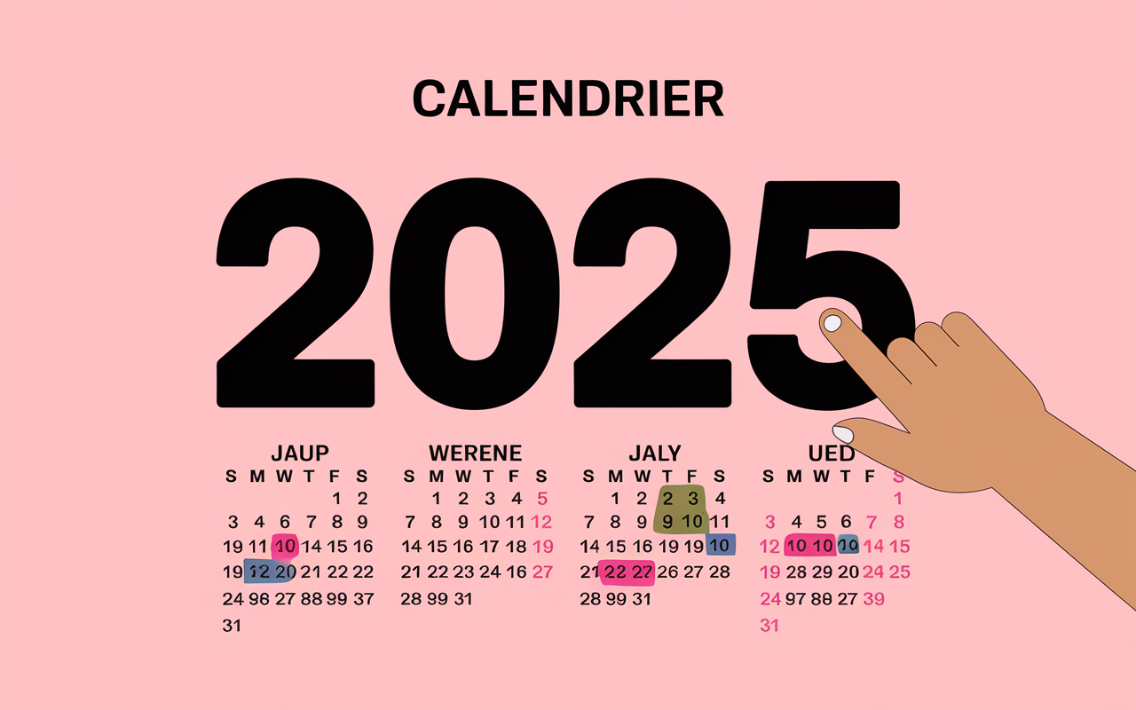 Calendrier 2025 résumé 216 jours travaillés
