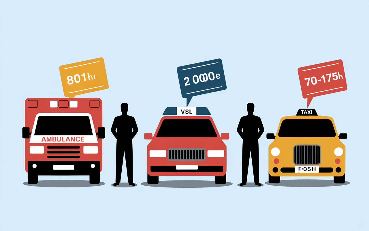 Tableau comparatif ambulance VSL taxi chiffres clés