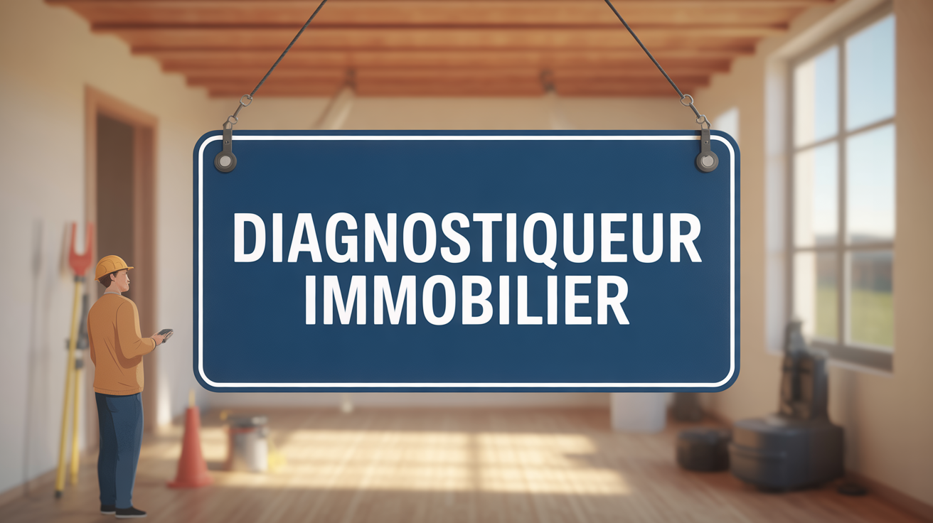 Illustration chantier diagnostiqueur immobilier avec outils
