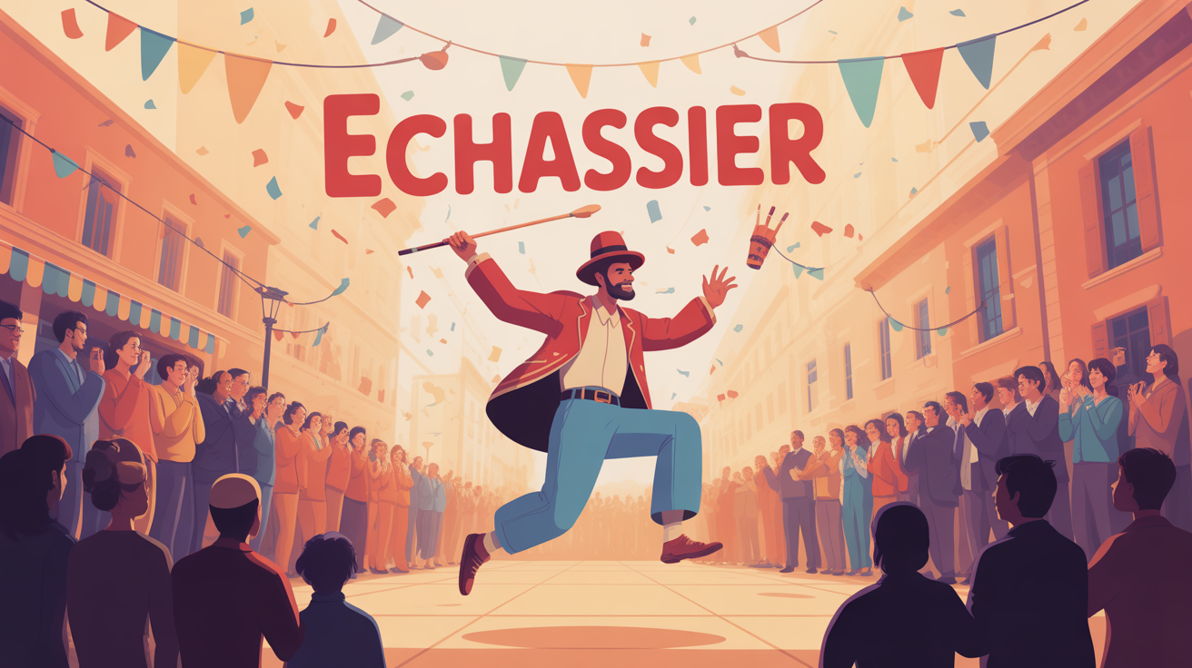 Illustration échassier professionnel costumé en action