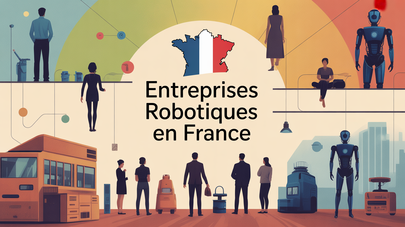 illustration monde industriel robots carte france entreprises robotiques
