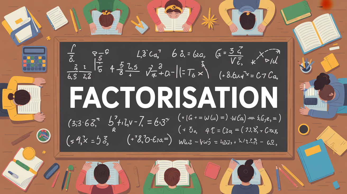 Illustration factorisation objets maths table ecole
