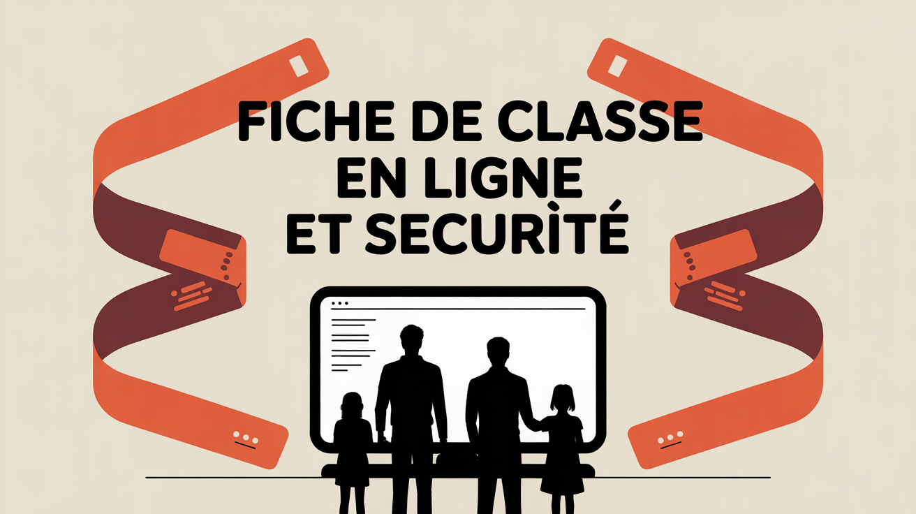 fiche de classe en ligne securite illustration silhouettes parents enfants ordinateur