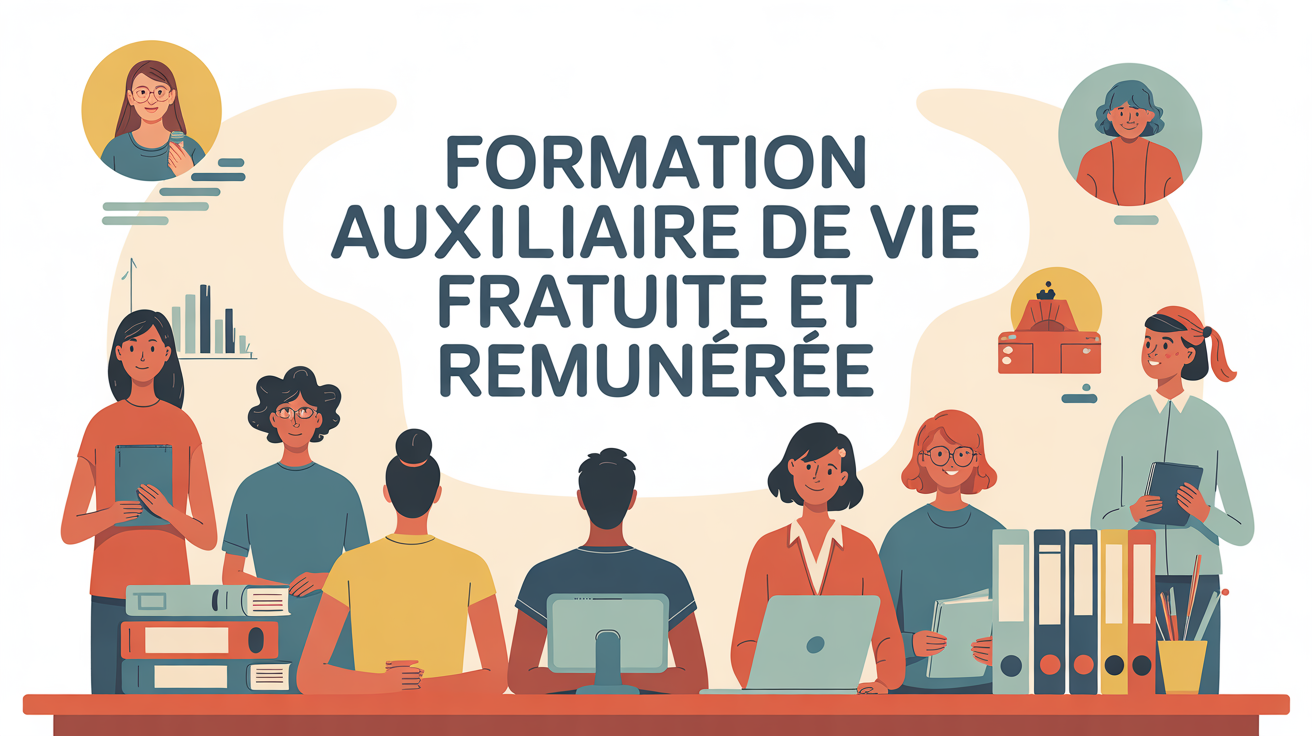 Illustration table formation auxiliaire de vie gratuite et rémunérée