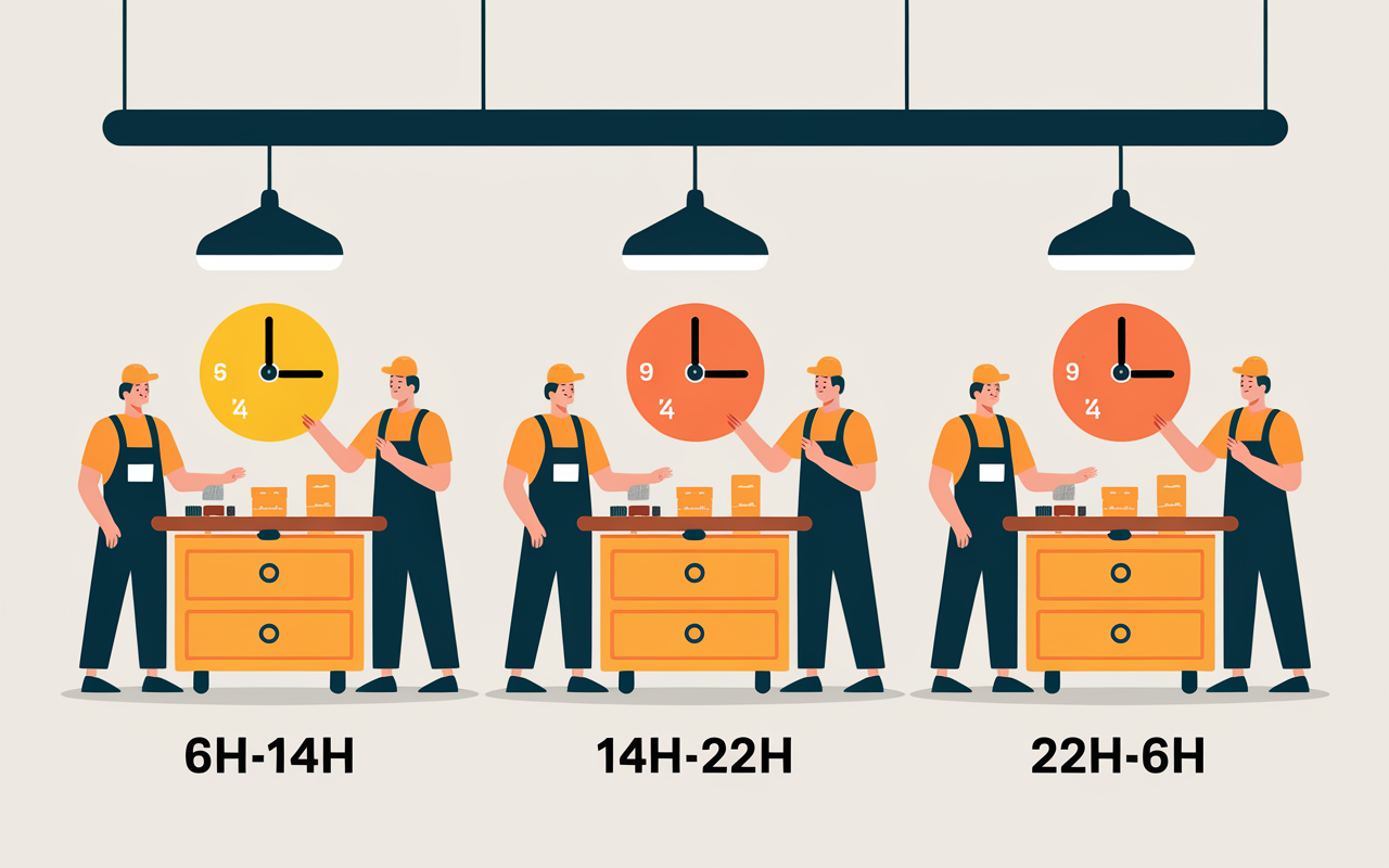 schema horaires 3x8 relay équipe usine