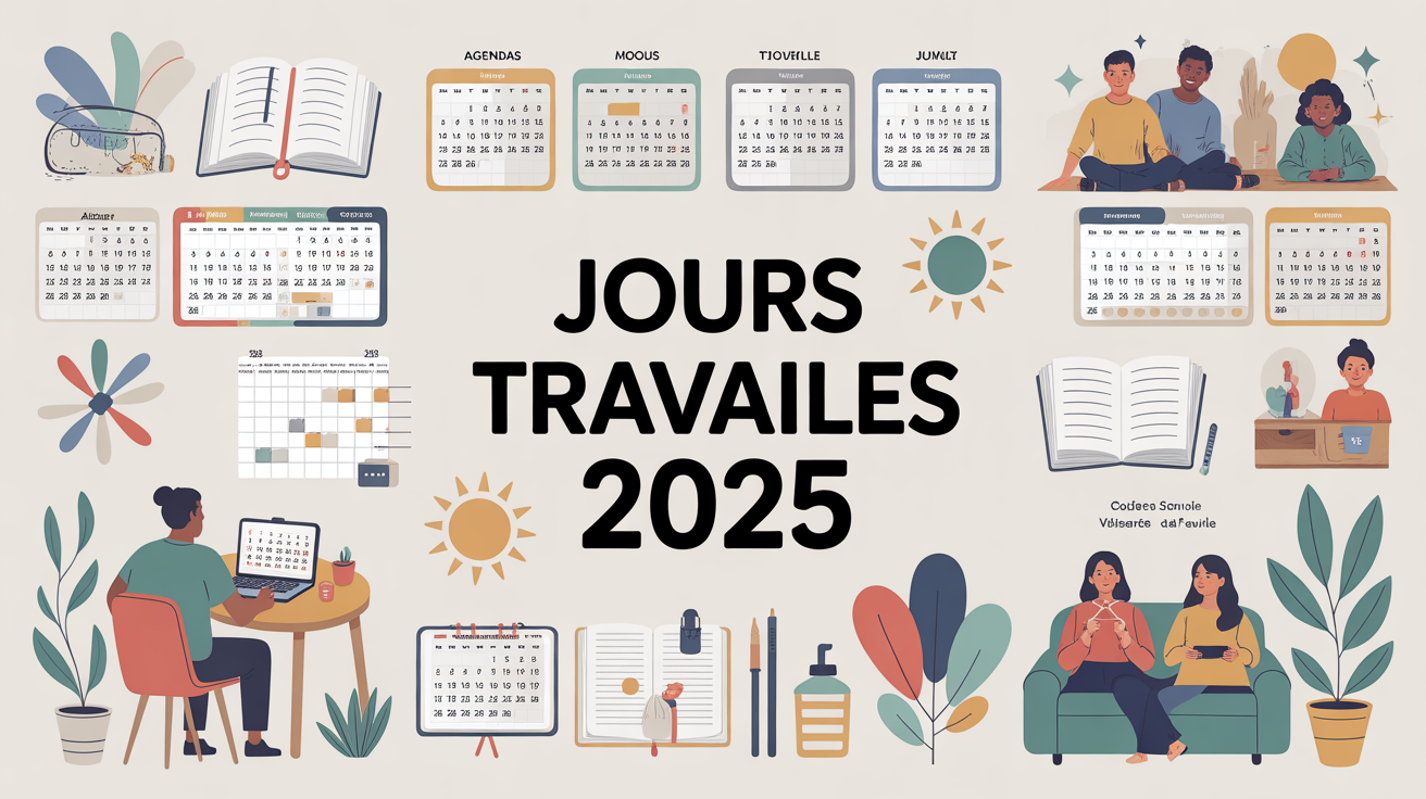 Planning mural 2025 jours travaillés et vie familiale