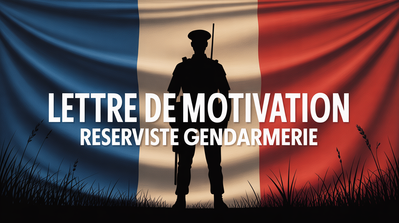 Silhouette gendarme devant drapeau français, lettre motivation réserviste
