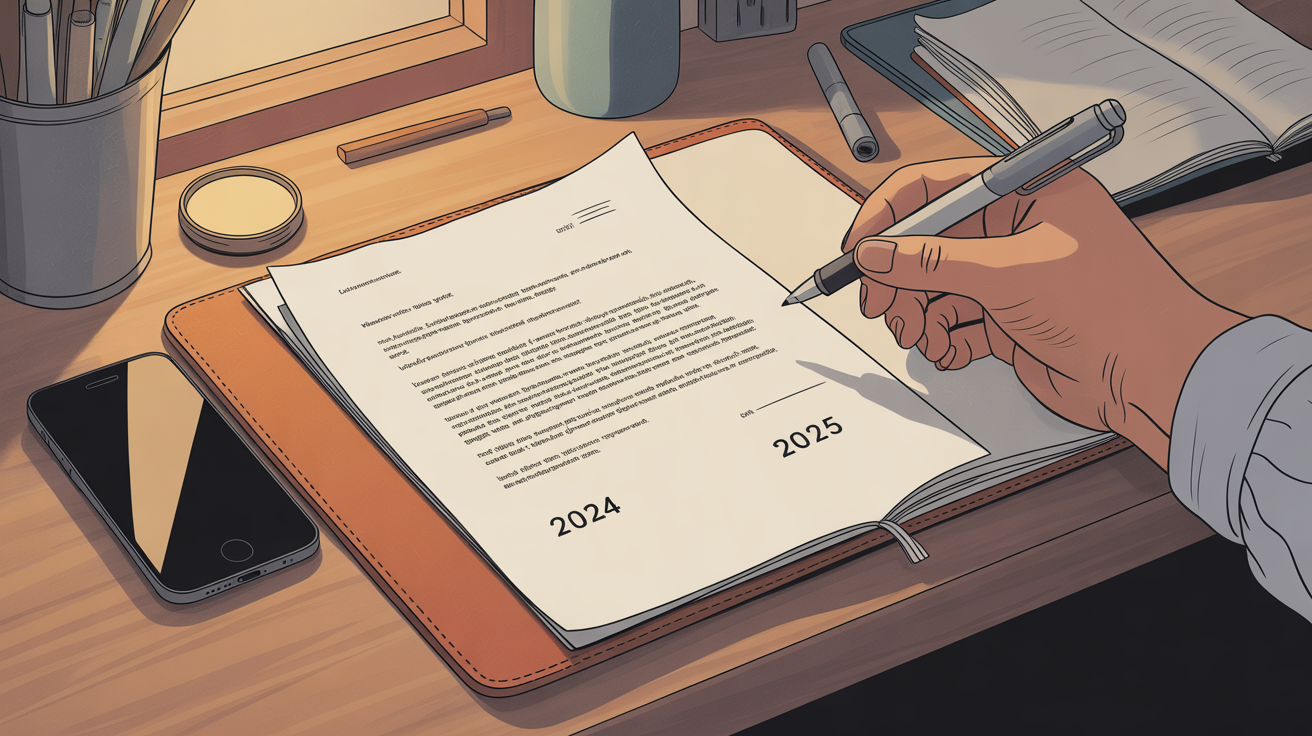Lettre ouverte sur bureau, stylo, main entrant, conseils motivation réserviste