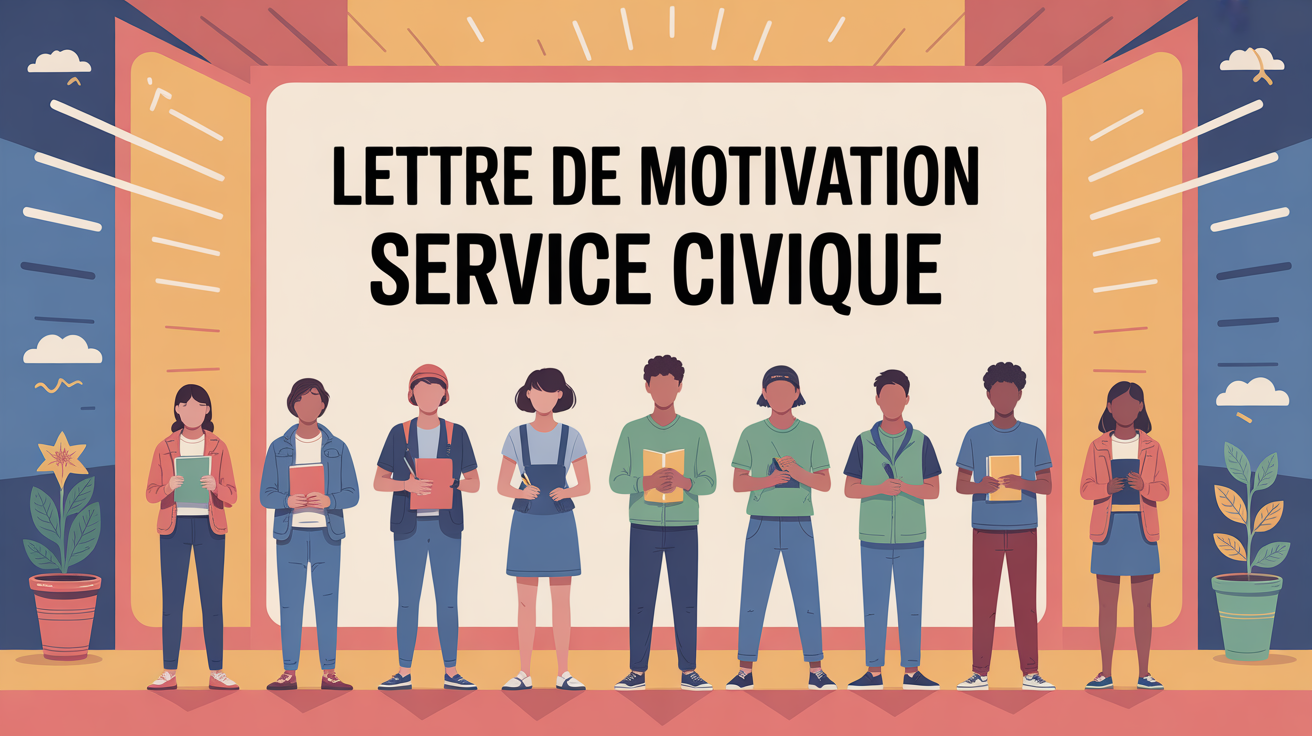 Silhouettes jeunes motivation service civique devant panneau