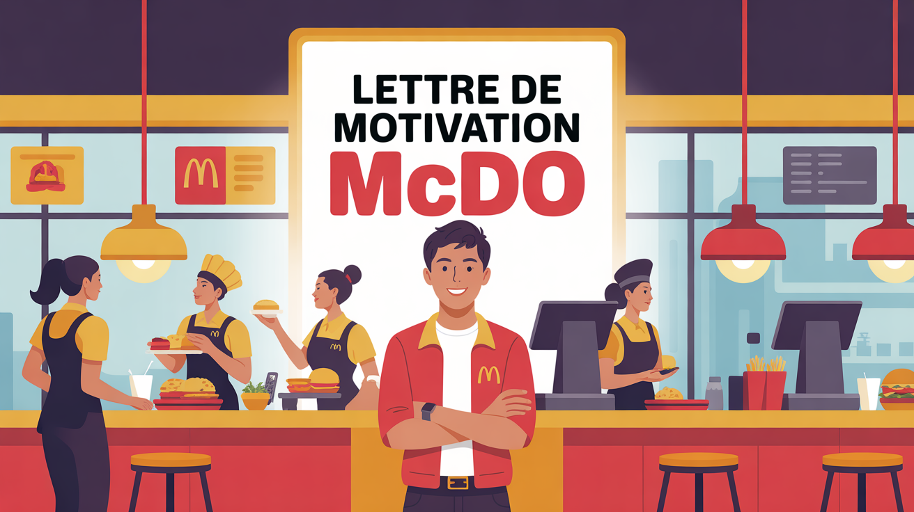 Illustration lettre de motivation McDo equipe comptoir jeune