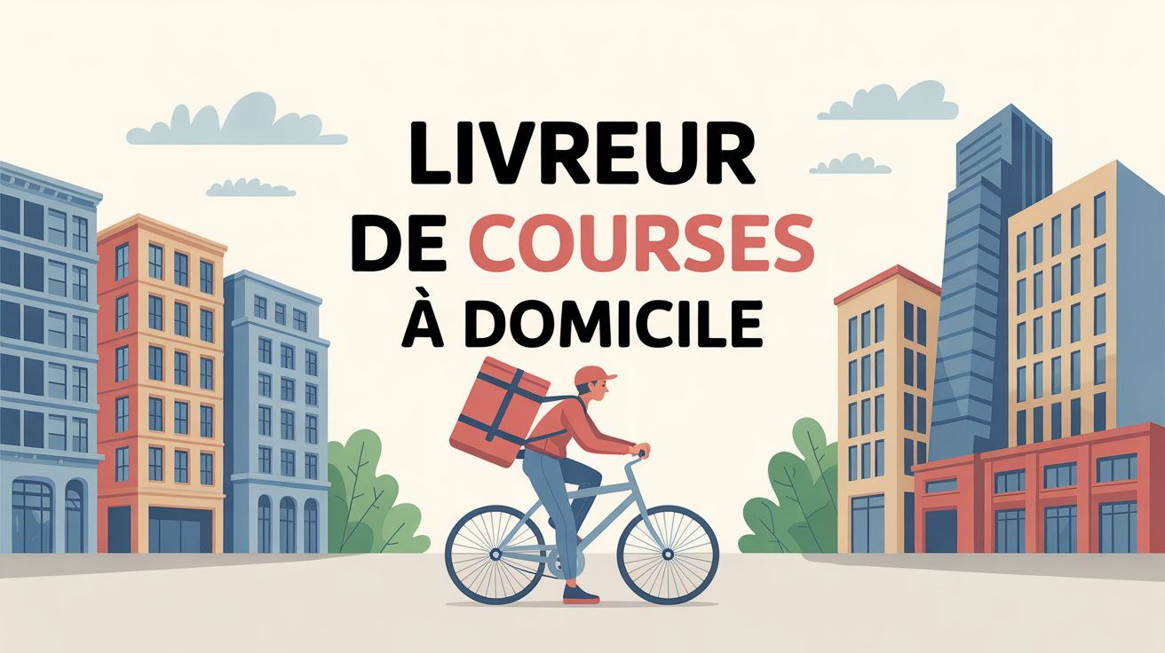 Livreur de courses à domicile à vélo avec sac dessin