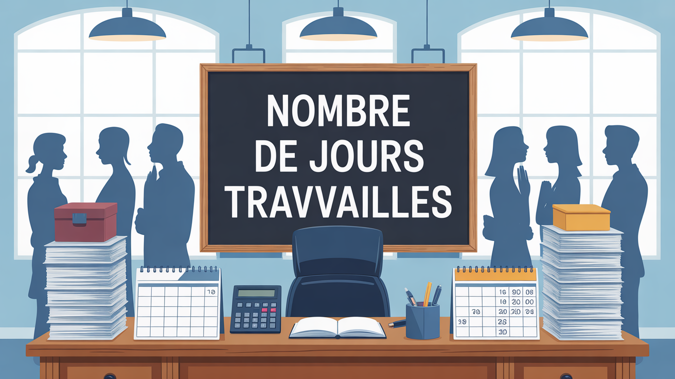 Bureau administratif avec tableau nombre de jours travailles declaration impots