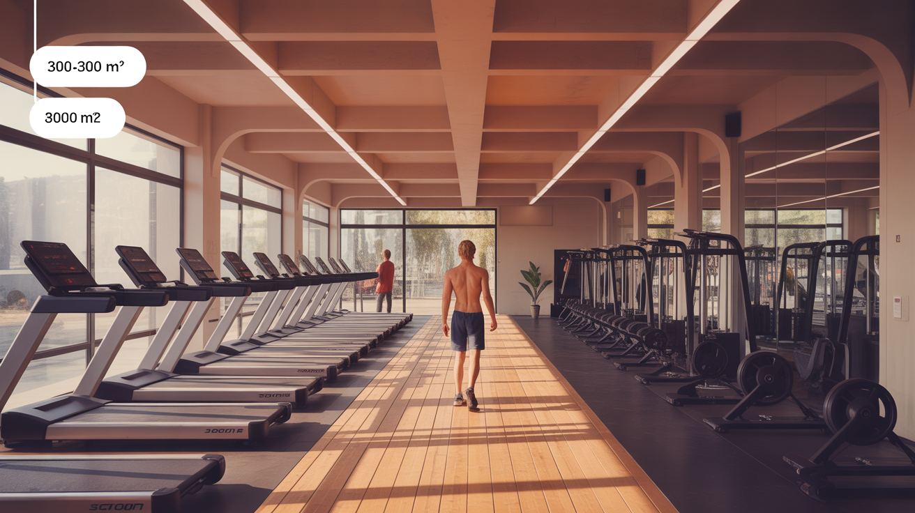 Plan illustré équipements et zones salle de sport 300-800 m2