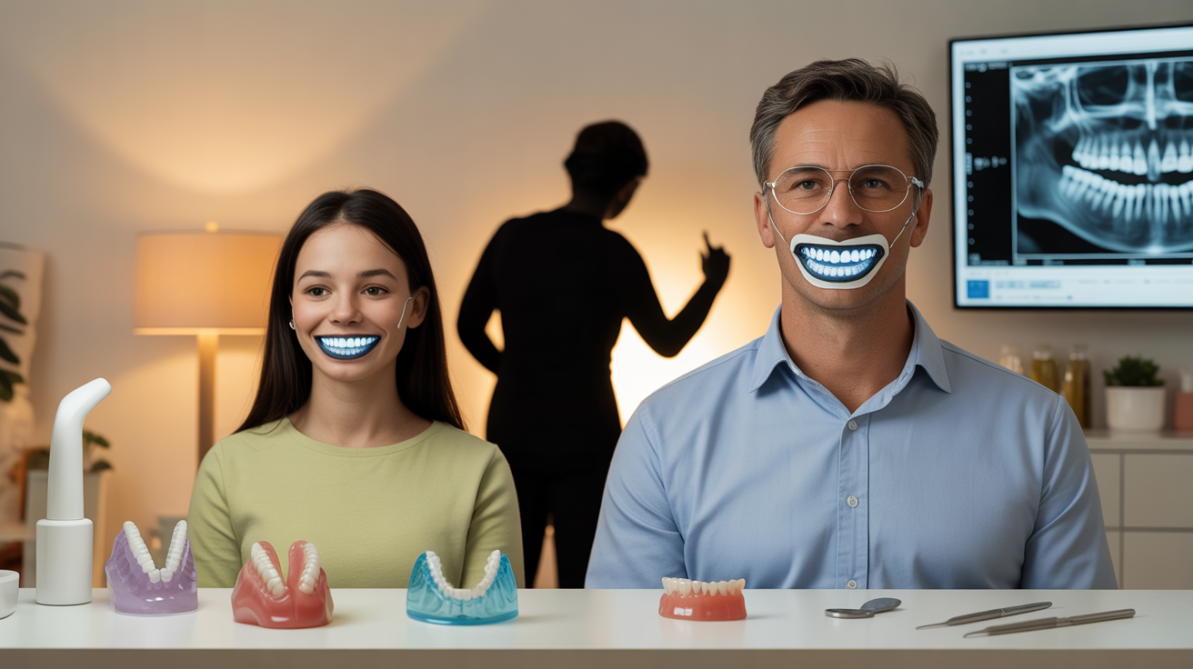 orthodontiste ajustant appareil dentaire adolescent et adulte