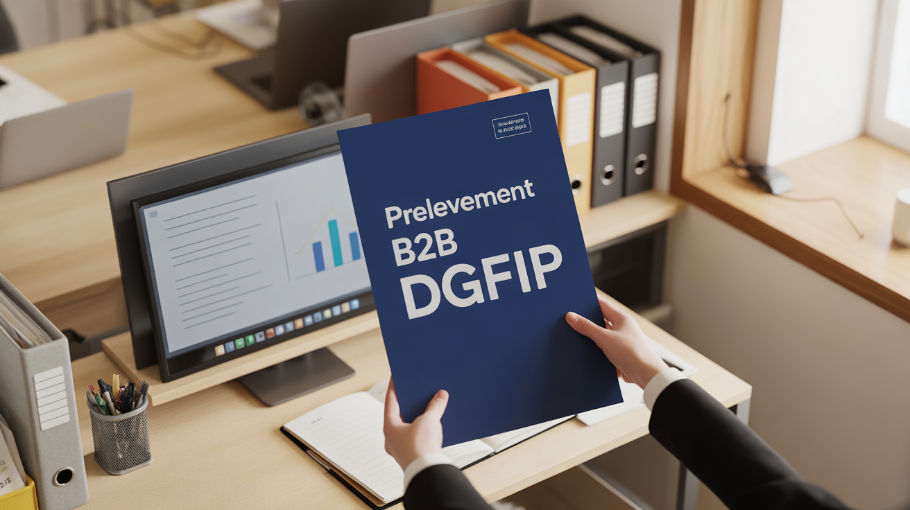 Bureau moderne avec fiche Prélèvement B2B DGFiP