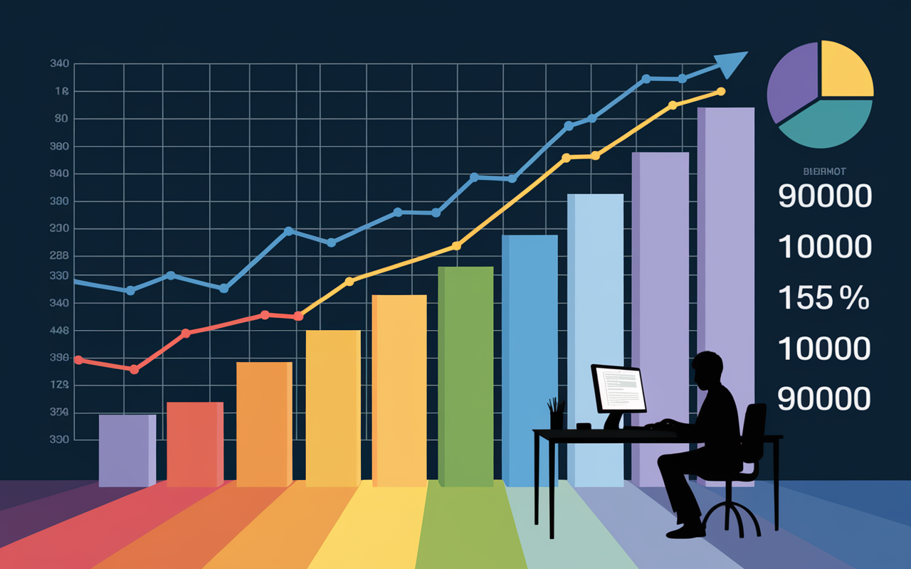 Graphique progrès apprentissage digital chiffres 95% 10000