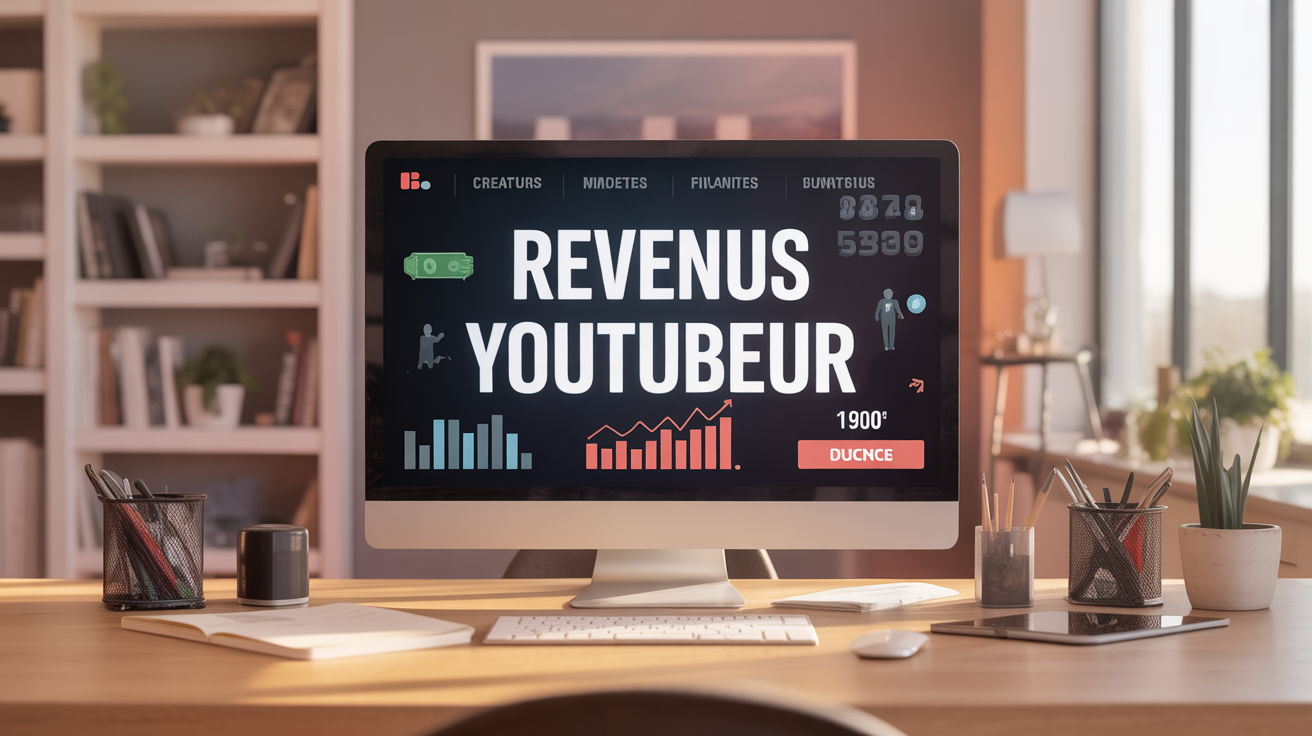 illustration revenus youtubeur bureau moderne finance