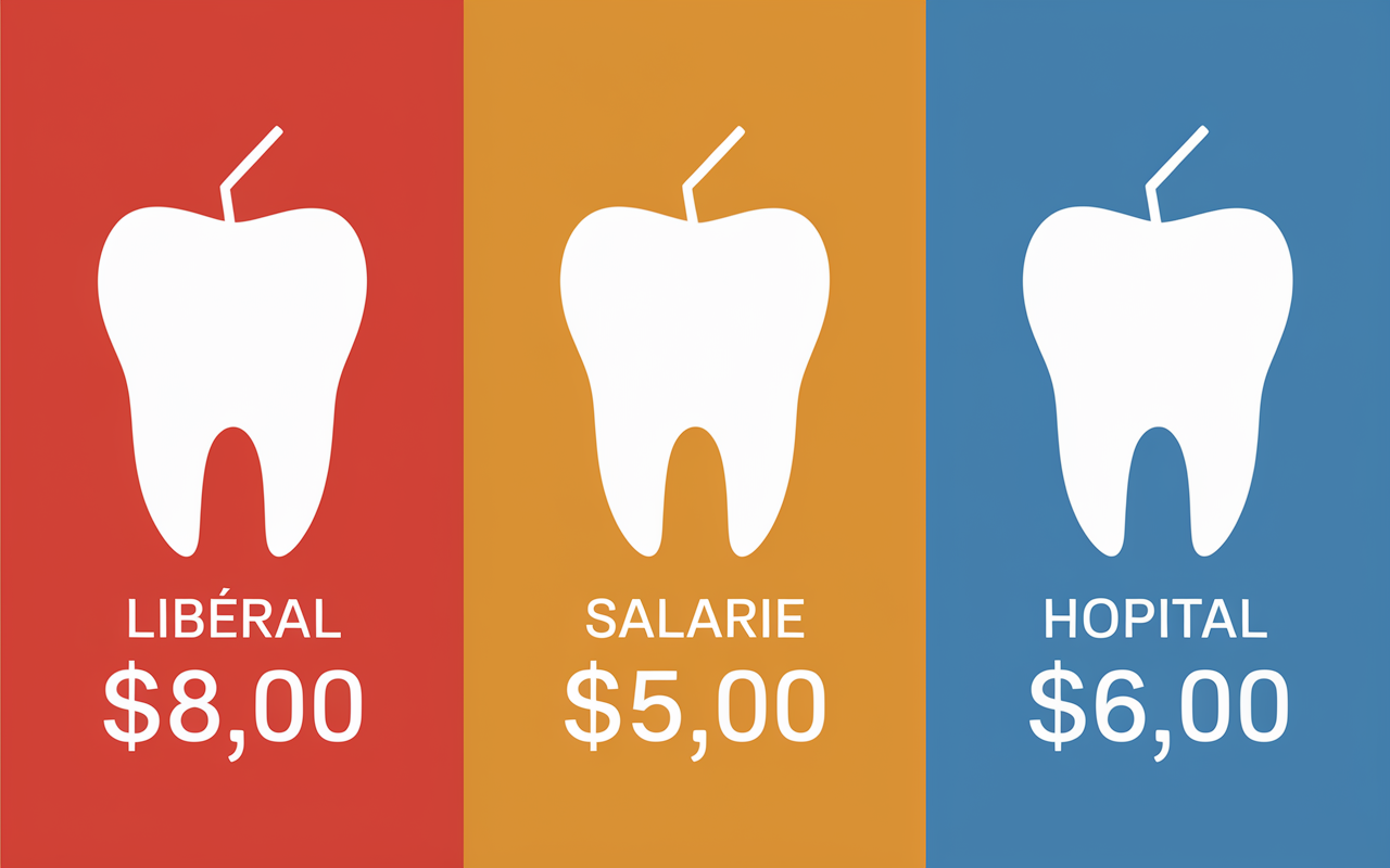 graphique comparatif salaires orthodontiste liberal salarie hopital