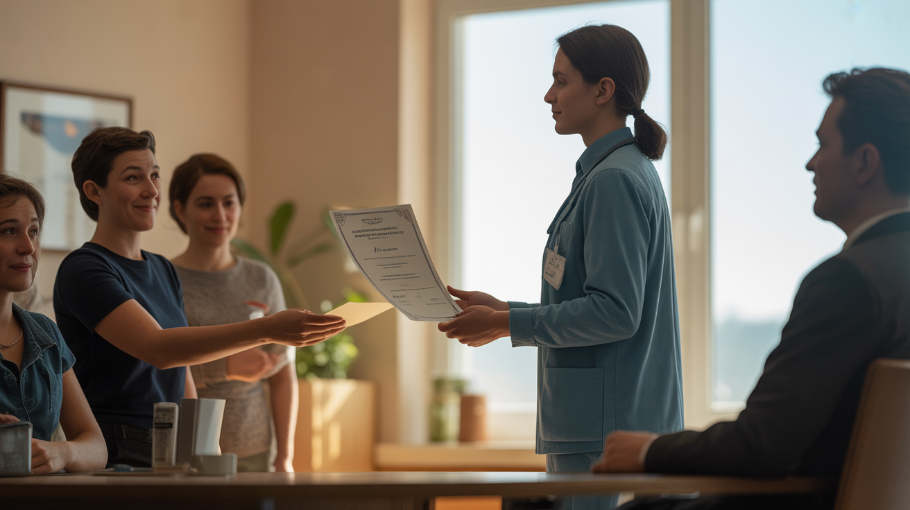 Personne reçoit diplôme VAE aide soignante