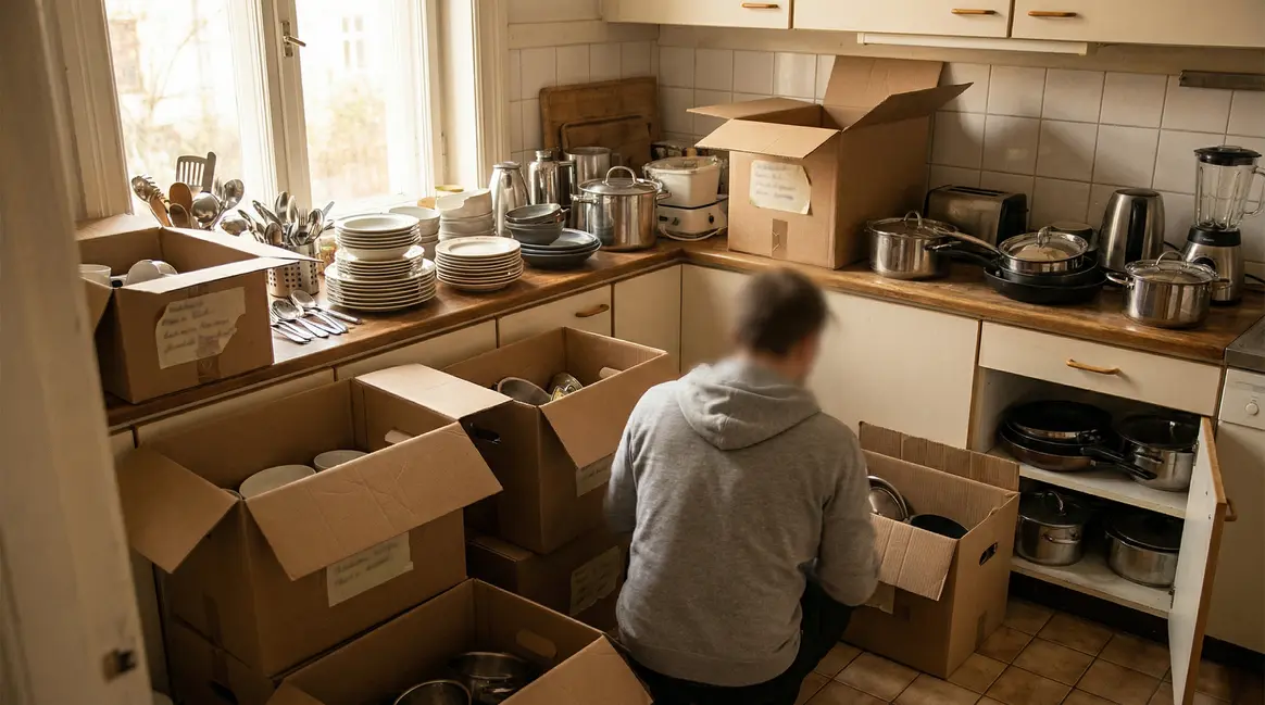 cuisine en tri demenagement cartons organises