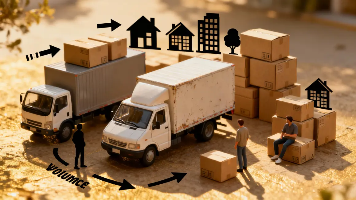 Coût déménagement selon volume, distance, camions et formules