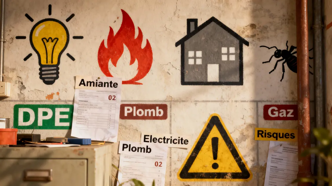 diagnostics immobiliers obligatoires icônes DPE gaz plomb