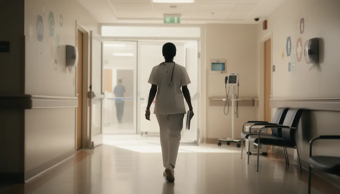 Infirmière indépendante vue de dos cabinet médical