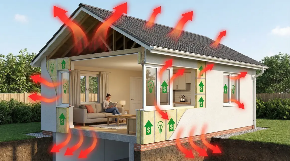 optimisation energetique maison coupe pertes chaleur