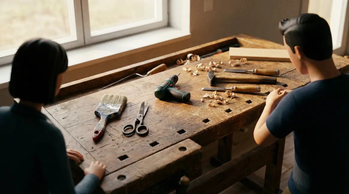 Table de travail manuel moderne à domicile avec outils