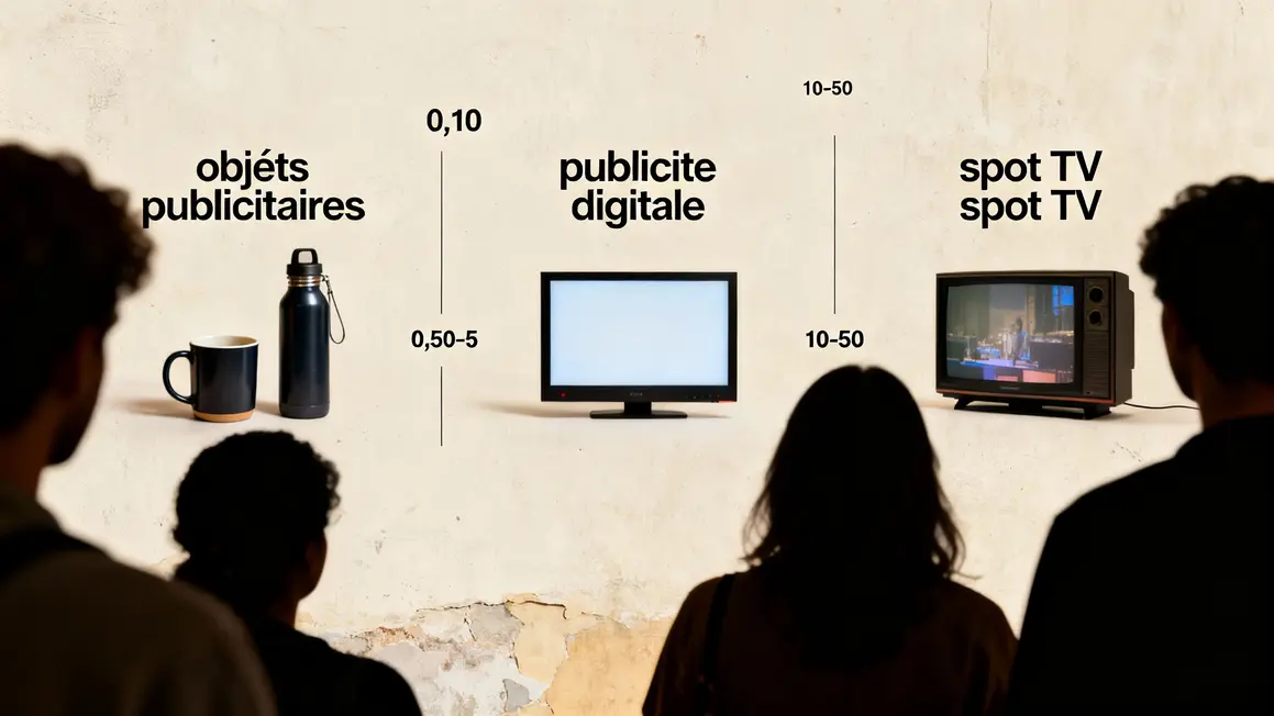 comparatif retour investissement objets publicitaires publicite digitale tv