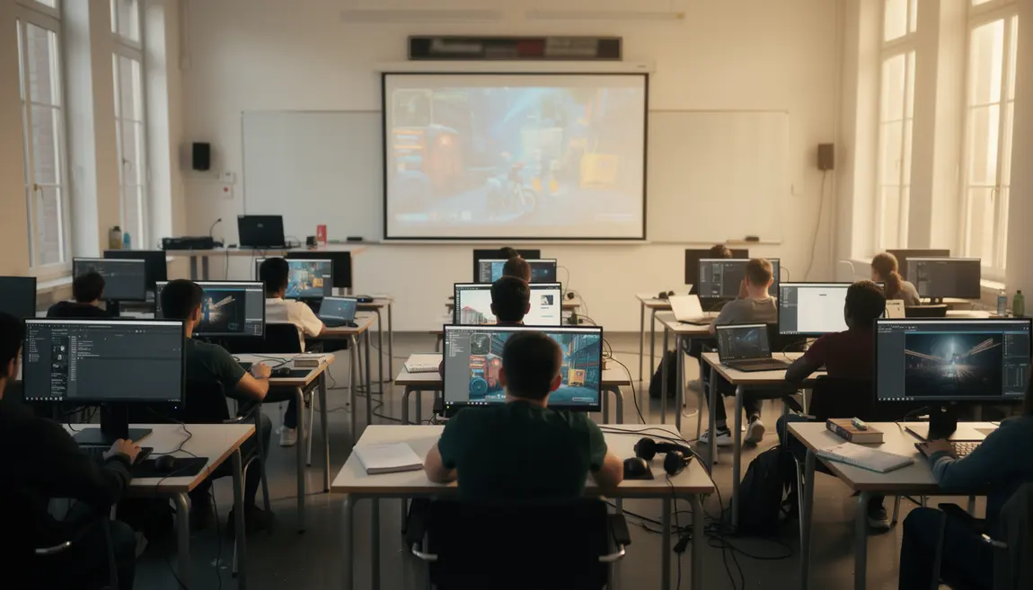 Salle de classe moderne Isart Digital, formation jeu vidéo 3D