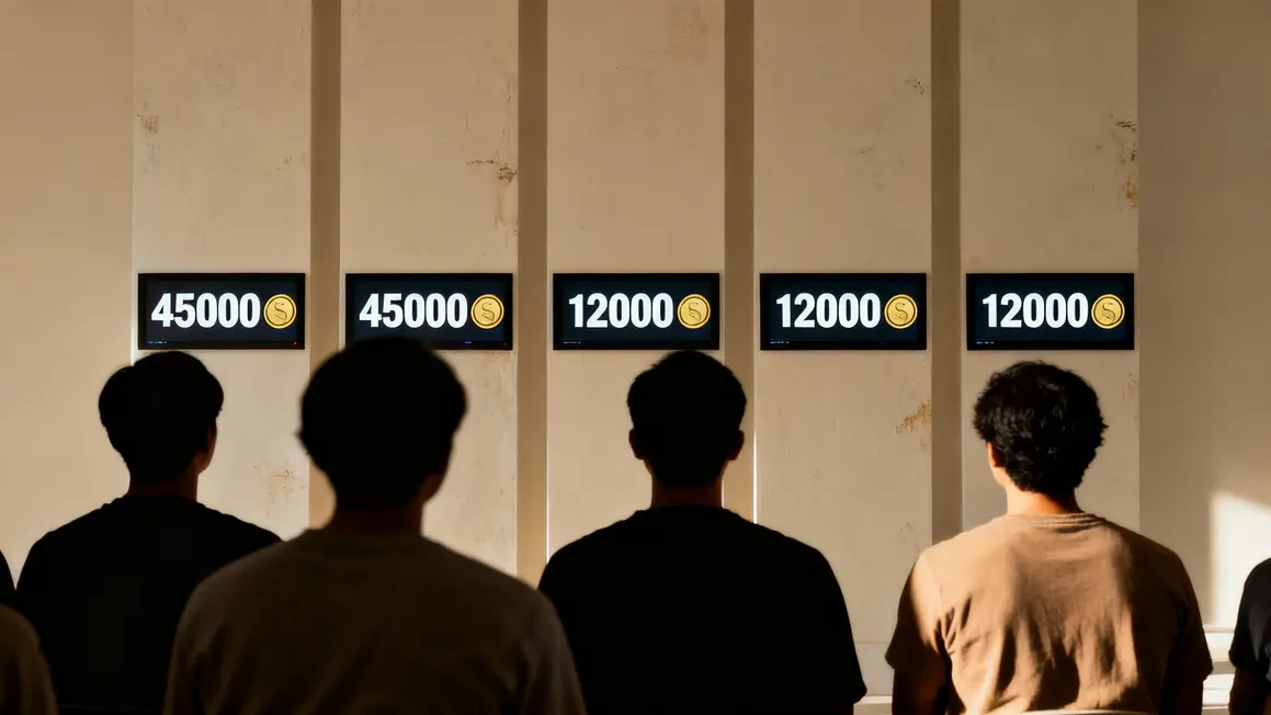 Tableau salaires chiffres cybersécurité silhouettes fond neutre