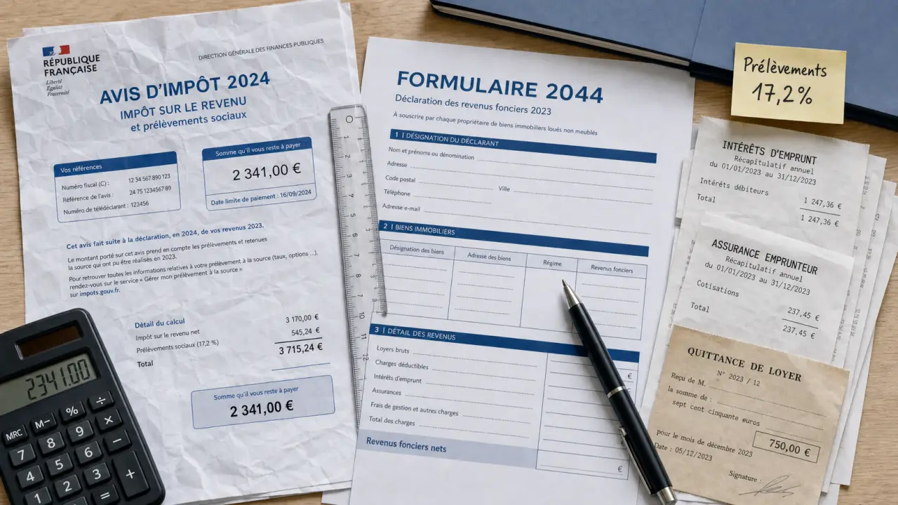 Prelevement sociaux sur revenu foncier, taux 17,2%