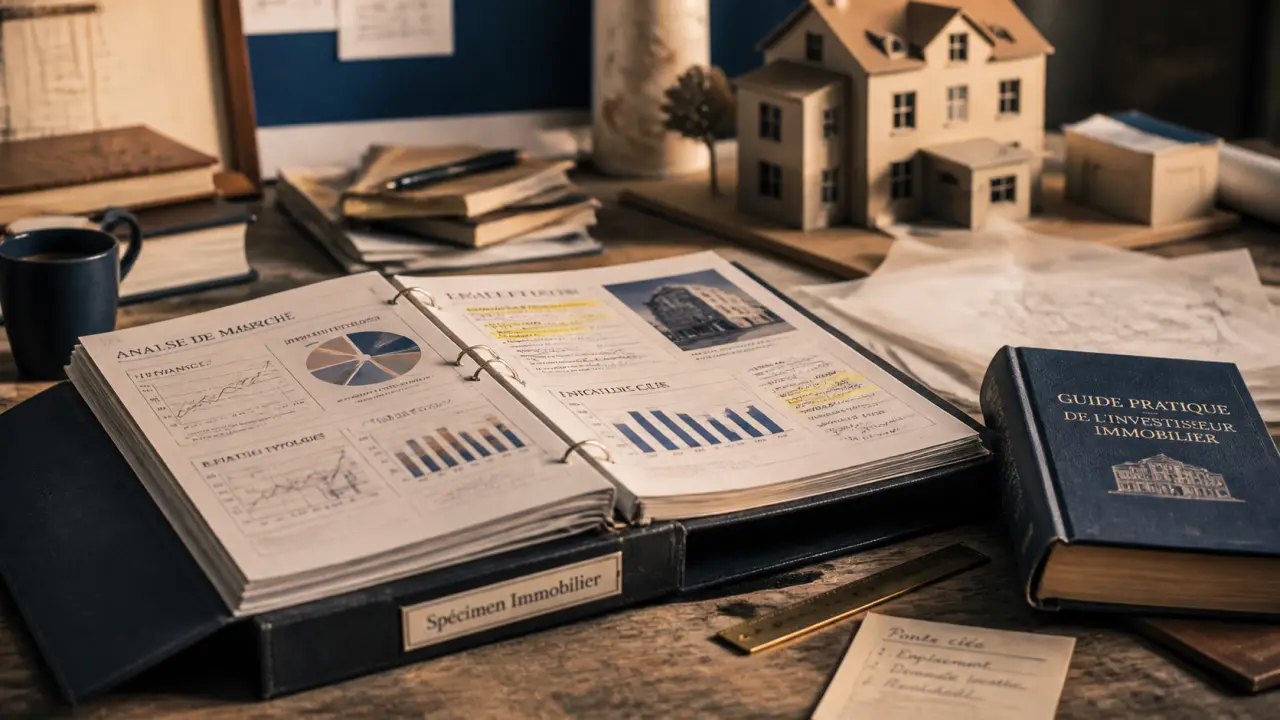 Spécimen immobilier : guides d’études et formation immobilière sur un bureau